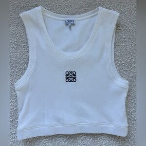 Loewe white Ribbed Logo Cropped Tank size Small